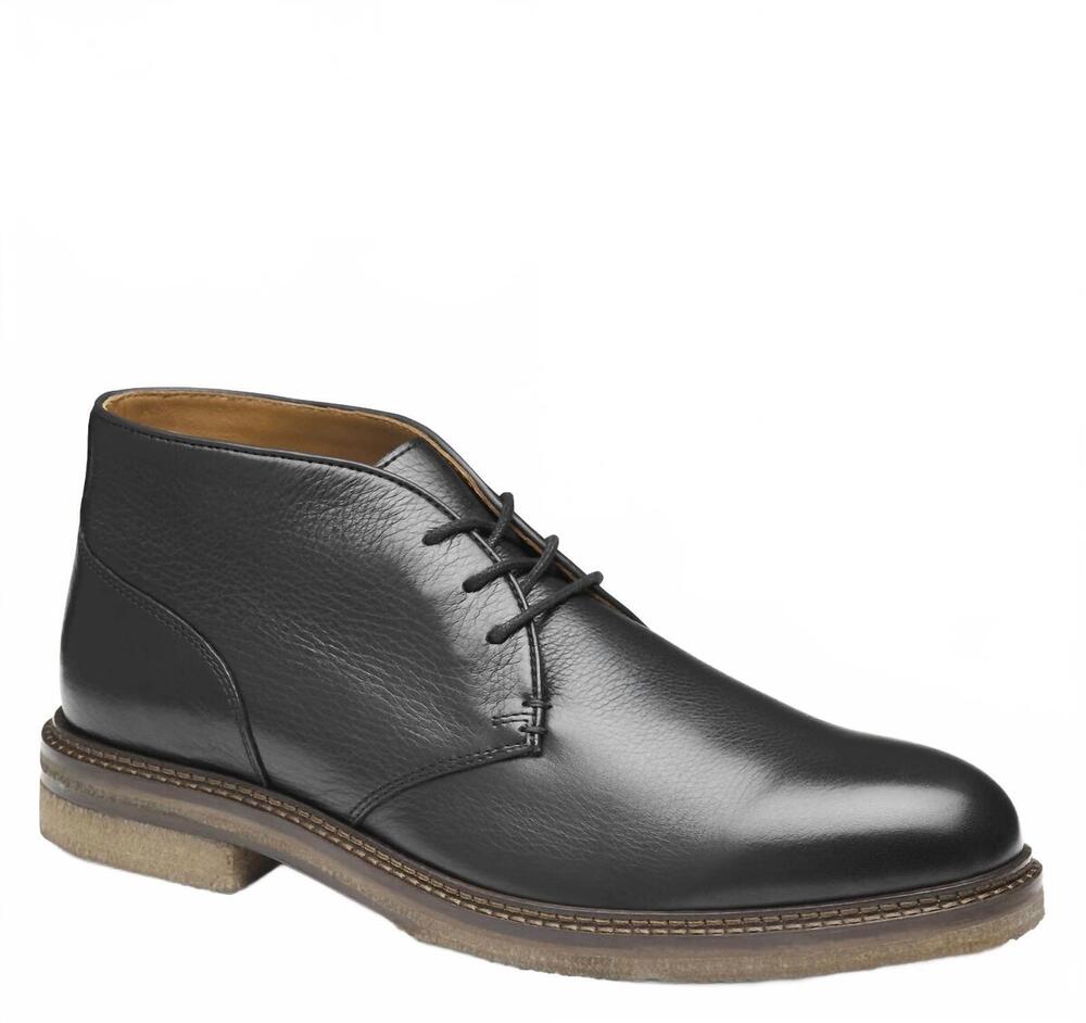 NEW JOHNSTON & MURPHY men's calder chukka boot in black tumbled full grain